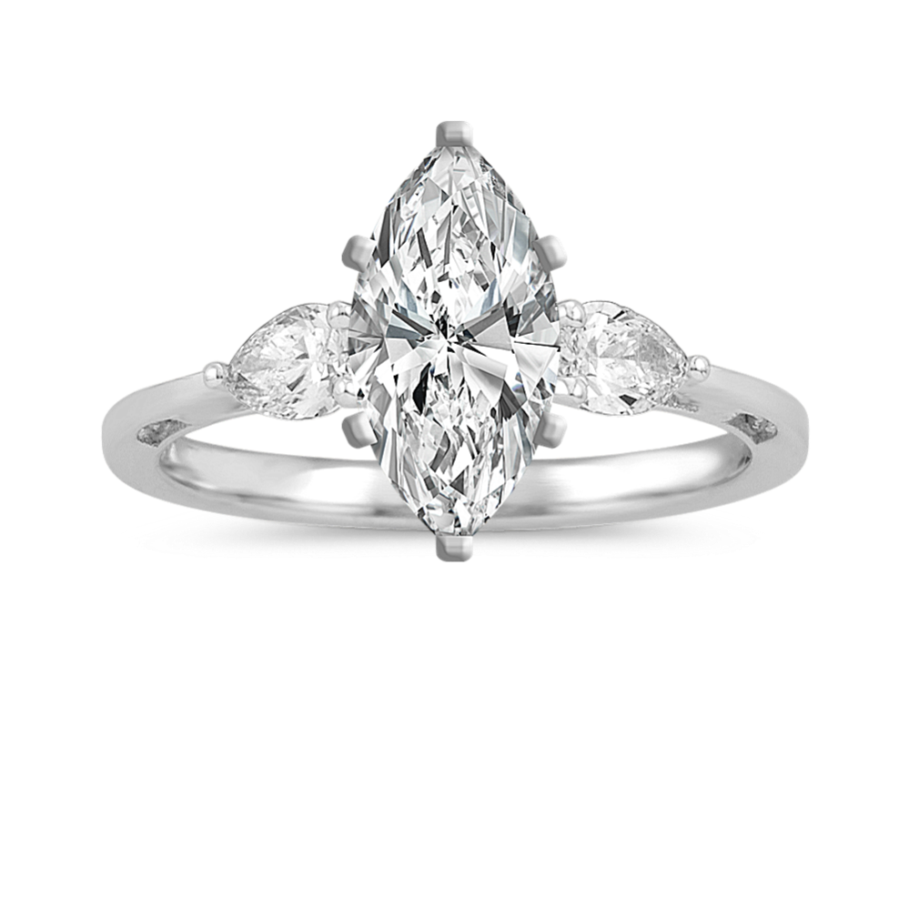 Pear-Shaped Diamond Three Stone Engagement Ring