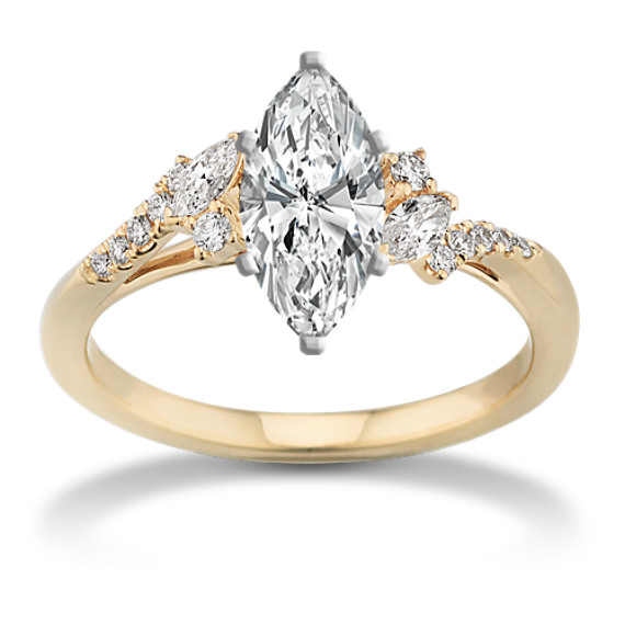 Classic Diamond Engagement Ring in 14k Yellow Gold with Marquise Diamond