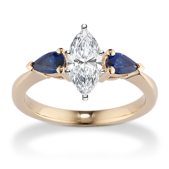Sapphire Leaf Engagement Ring