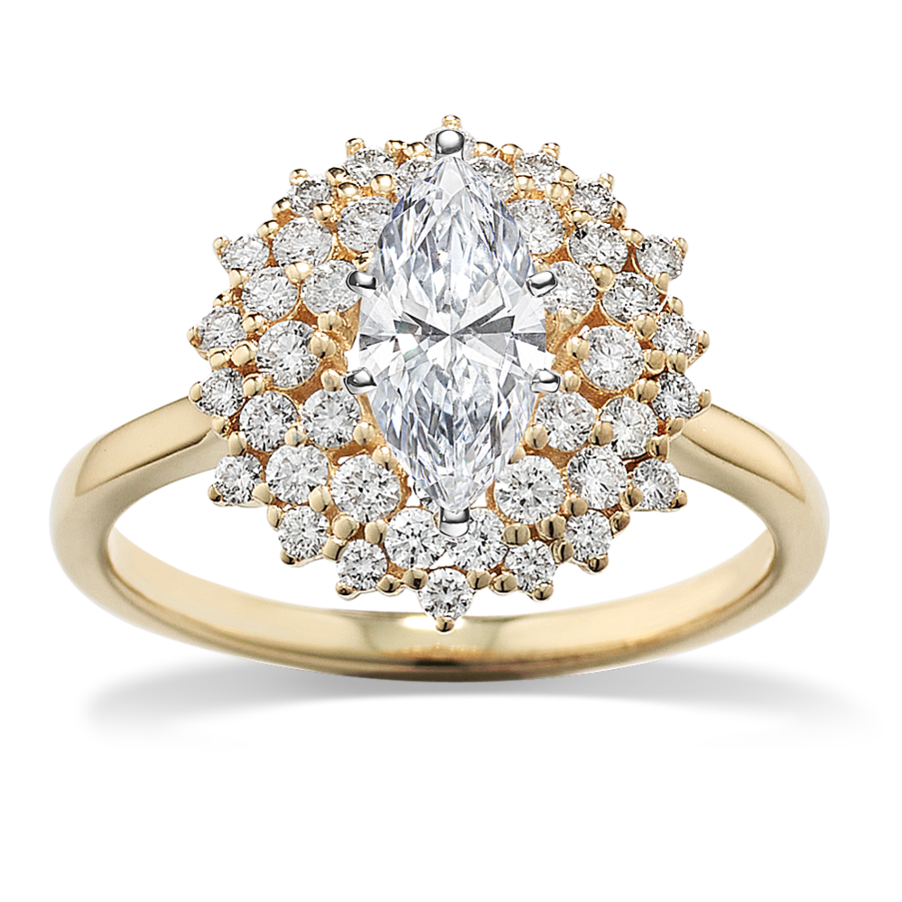 Water Lily Halo Engagement Ring