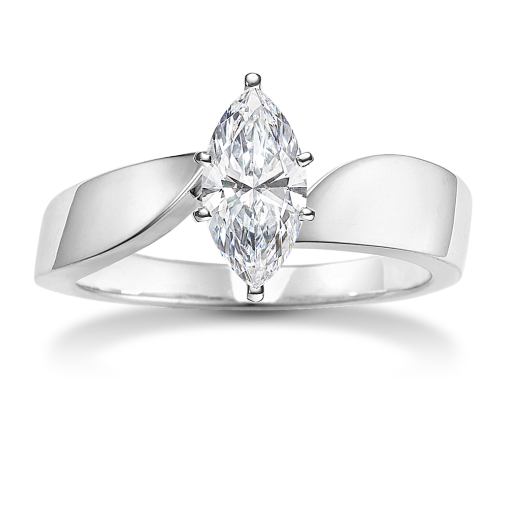 Asymmetrical Solitaire Engagement Ring