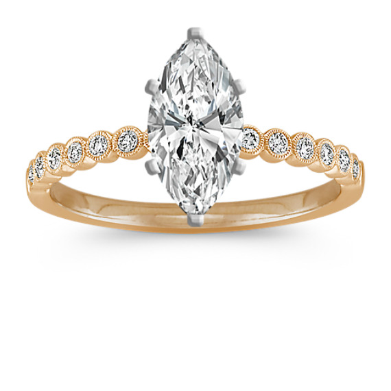Vintage Bezel-Set Diamond Engagement Ring with Marquise Diamond