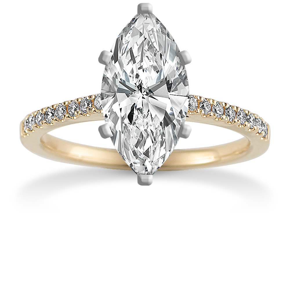 Marquise Moissanite Ring Gold Halo Diamond Ring Stackable Ring Set Platinum / 6.0