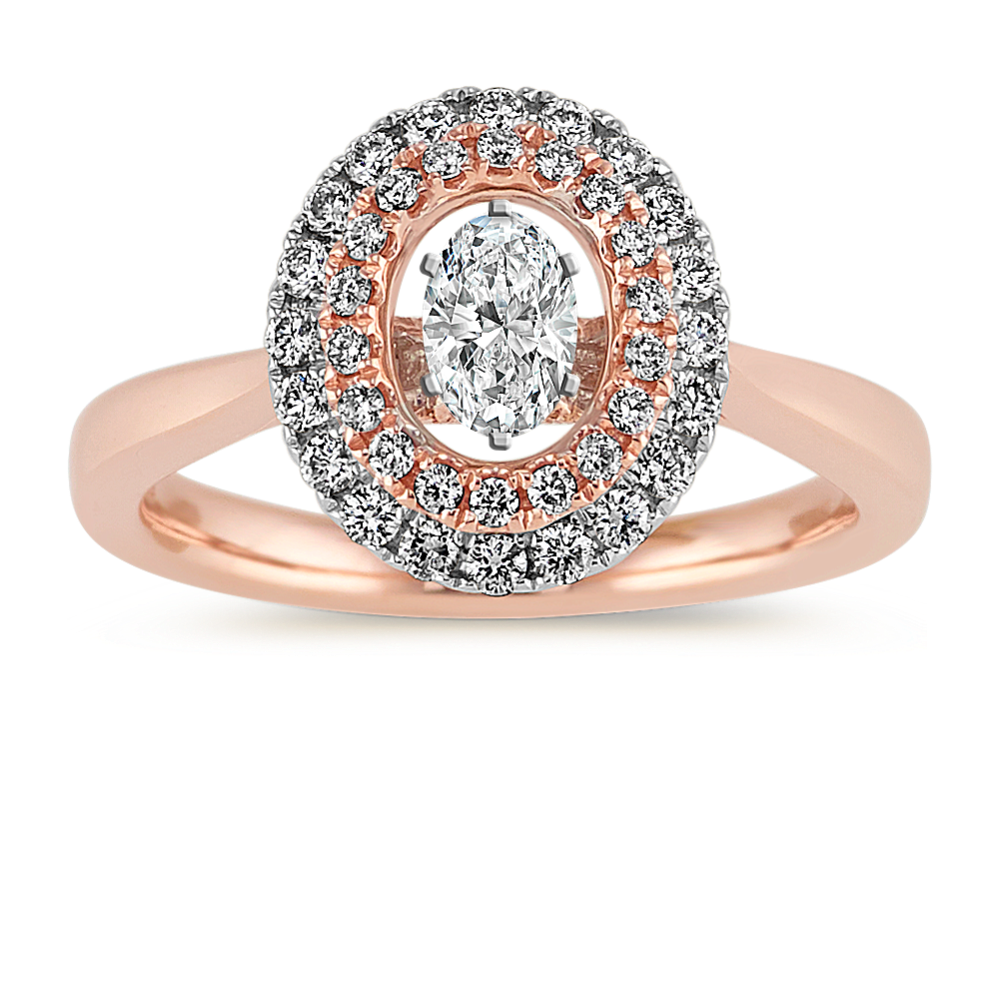 0.34 ct. Natural Diamond Engagement Ring in Rose and White Gold