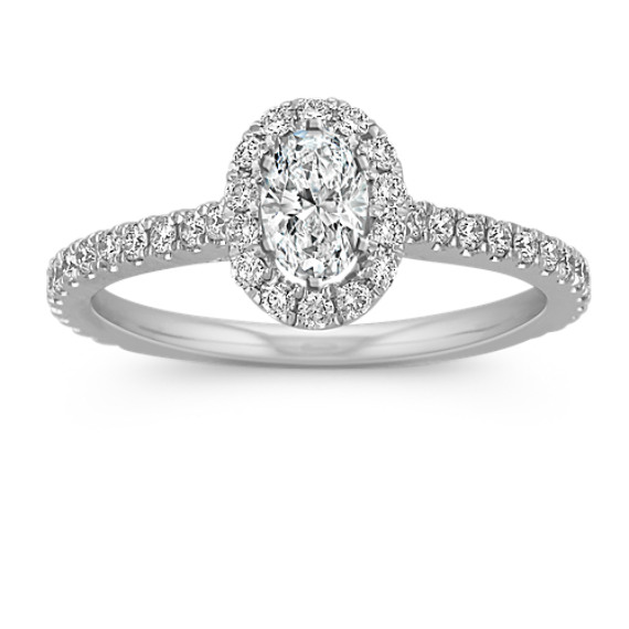 Halo Diamond Engagement Ring for 0.50 Carat Oval with Oval Diamond