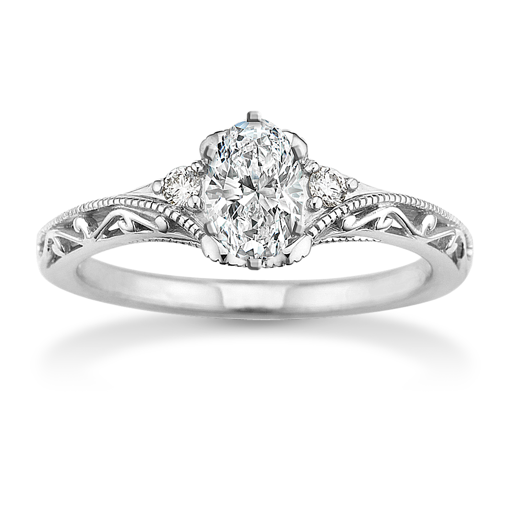 0.51 ct. Natural Diamond Engagement Ring in White Gold