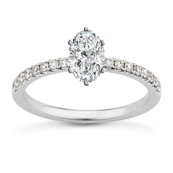 Pave-Set Diamond Engagement Ring with Oval Diamond