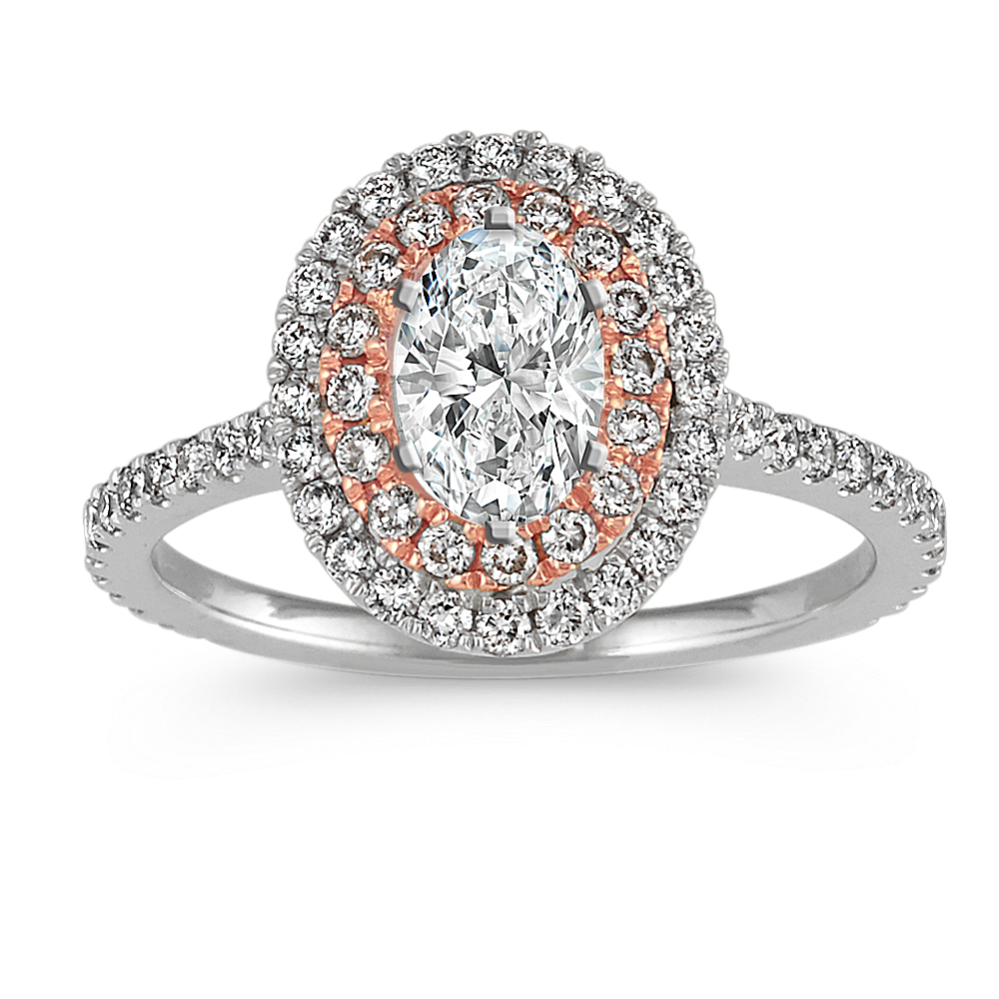 0.7 ct. Natural Diamond Engagement Ring in White and Rose Gold