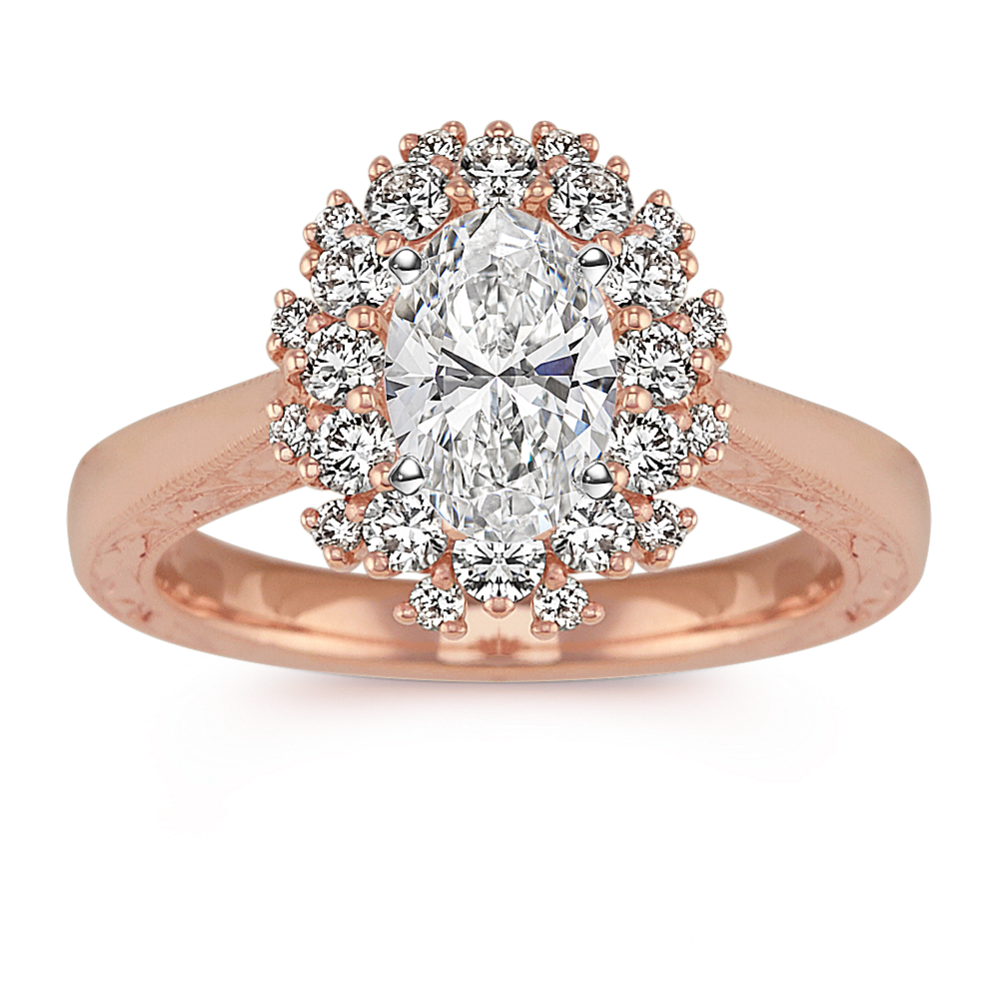 Oval Halo Diamond Engagement Ring in 14k Rose Gold