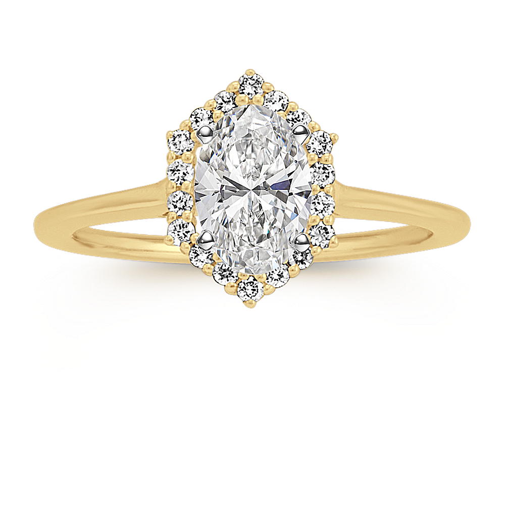 Oval Halo Engagement Ring in 14k Yellow Gold Shane Co.