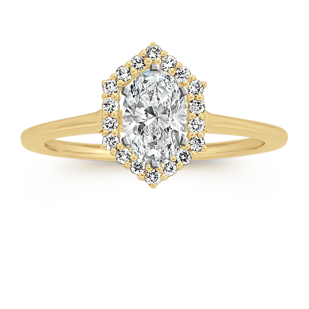 Oval Halo Engagement Ring in 14k Yellow Gold