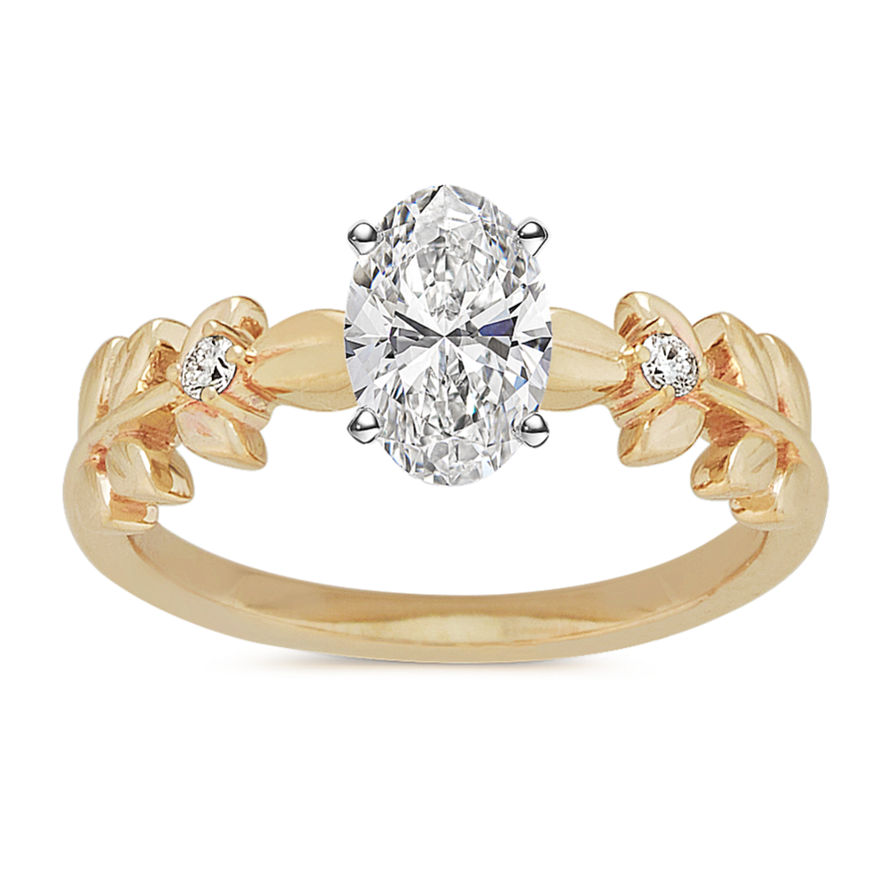 Pick-Your-Gem Diamond Leaf Ring