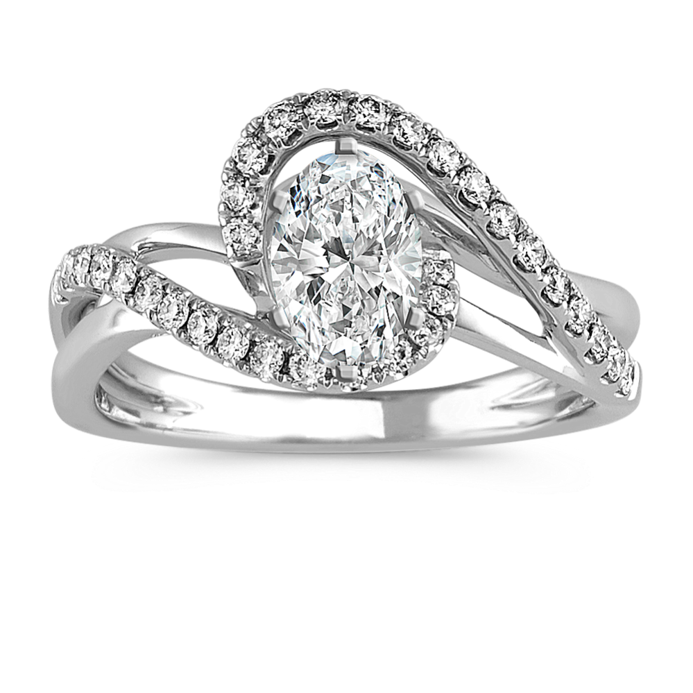 0.87 ct. Natural Diamond Engagement Ring in White Gold