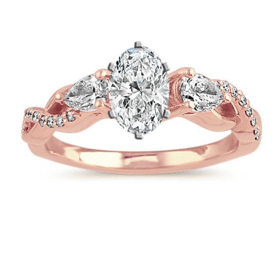 Infinity Diamond Engagement Ring in 14k Rose Gold with Oval Diamond