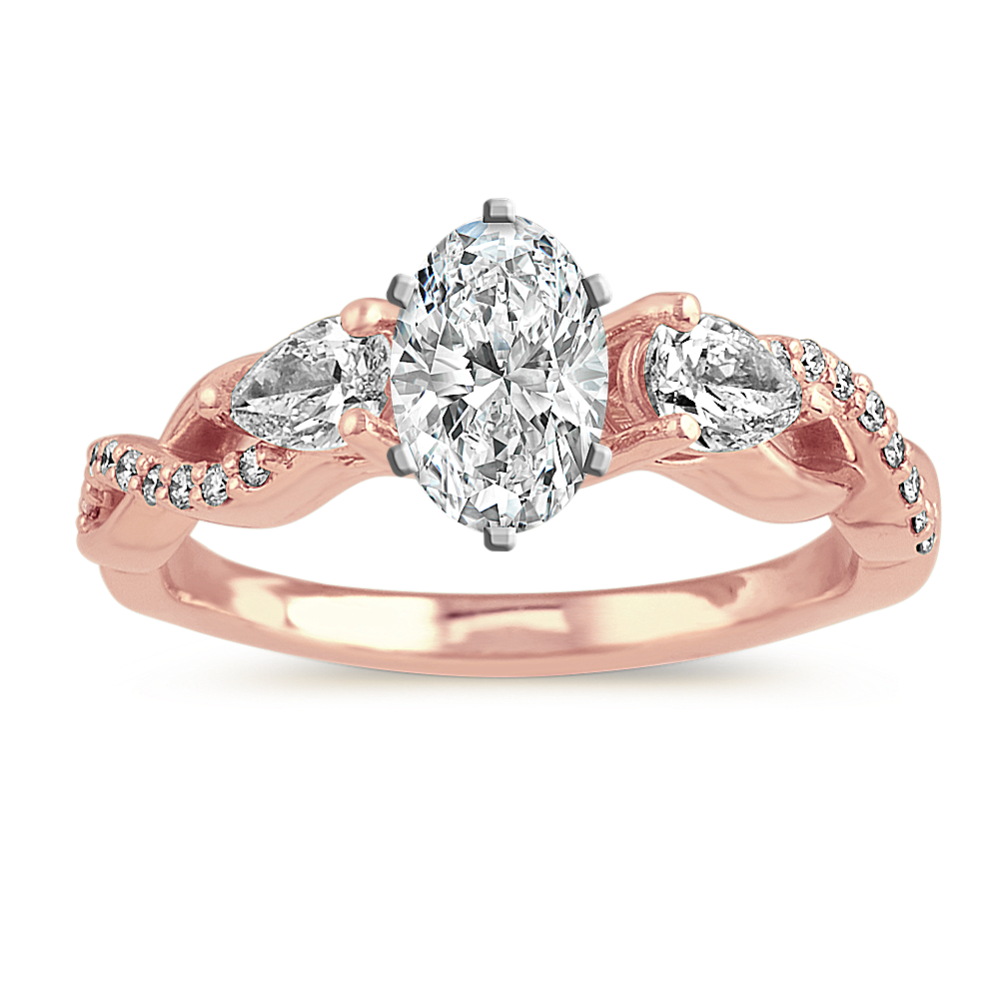 0.87 ct. Natural Diamond Engagement Ring in Rose Gold