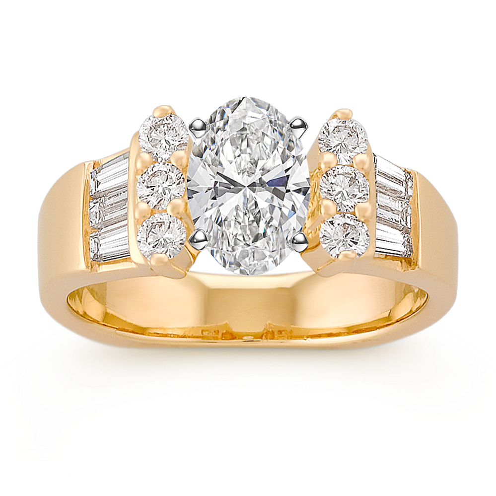 Baguette and Round Diamond Engagement Ring