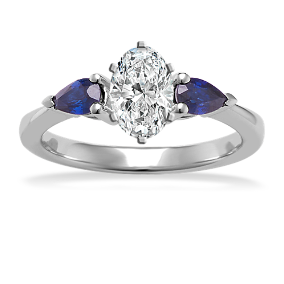Sapphire Leaf Three-Stone Engagement Ring