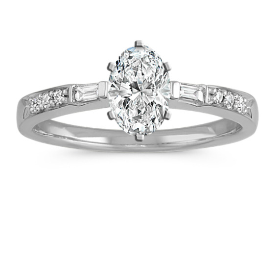 Elodie Baguette and Round Diamond Engagement Ring