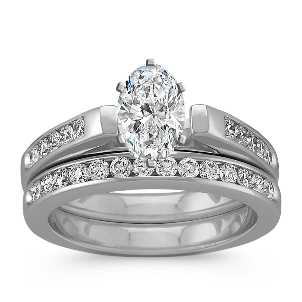 Cathedral Diamond Wedding Set with Channel-Setting