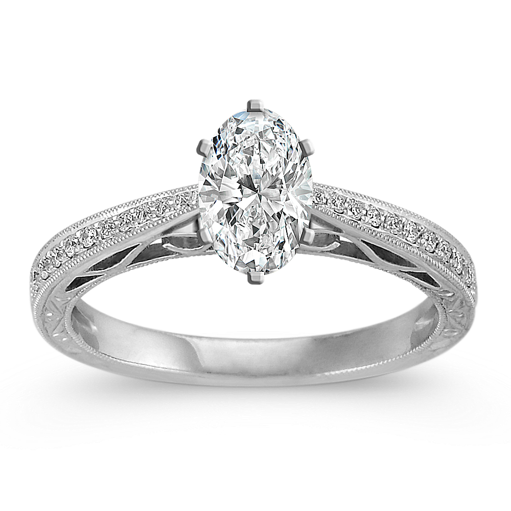 0.94 ct. Natural Diamond Engagement Ring in White Gold