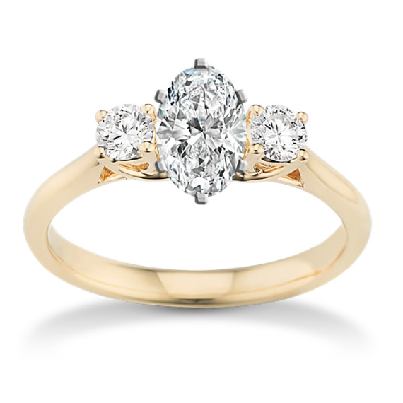 Vienna Three-Stone Diamond Engagement Ring in Yellow Gold