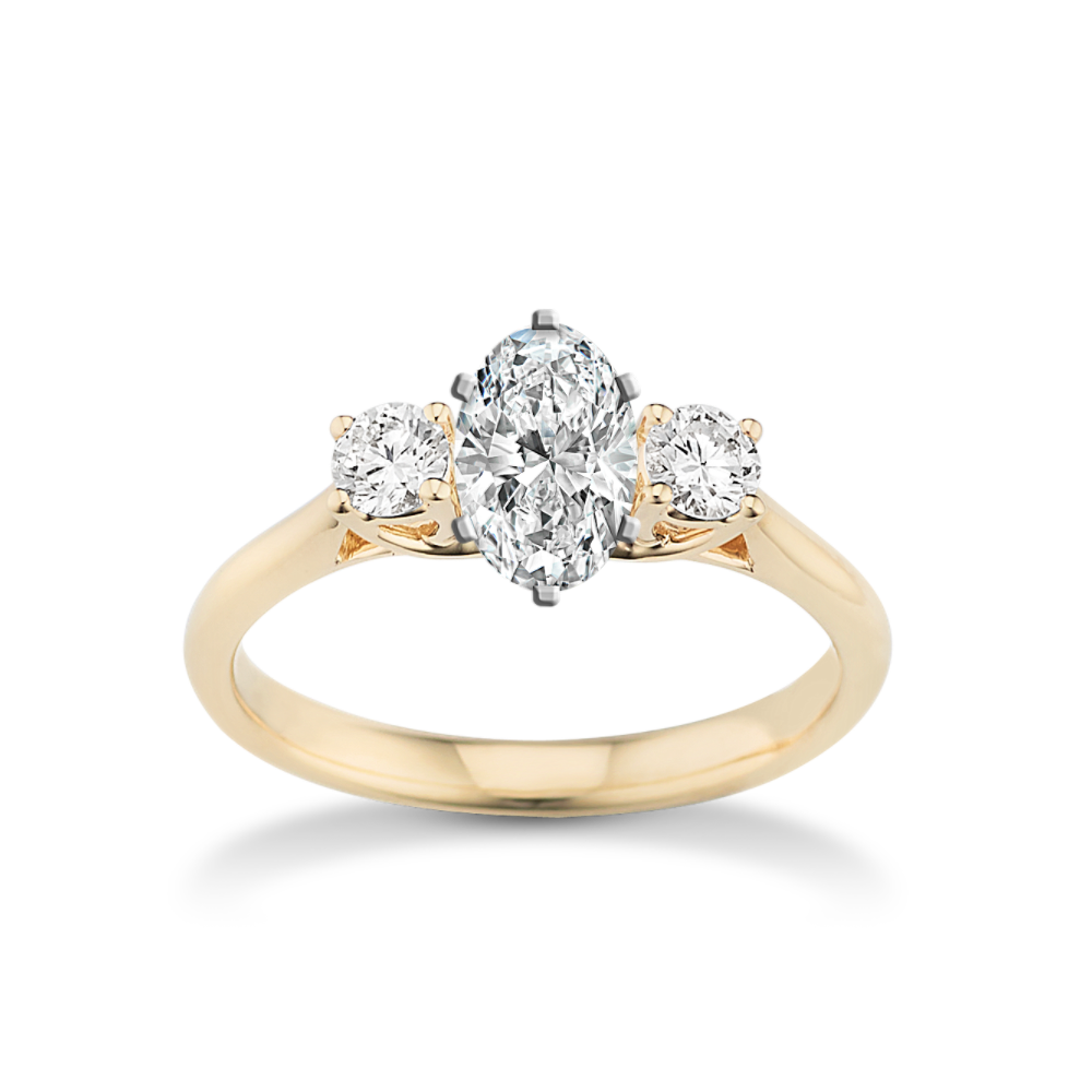Vienna Three-Stone Natural Diamond Engagement Ring in Yellow Gold