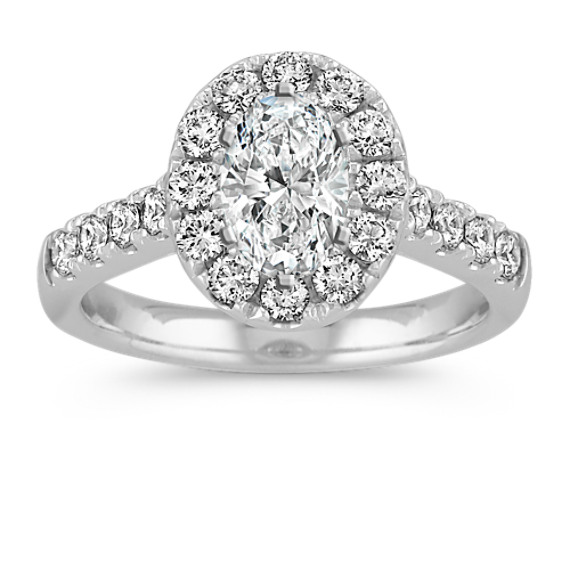 Oval Halo Diamond Engagement Ring in 14k White Gold