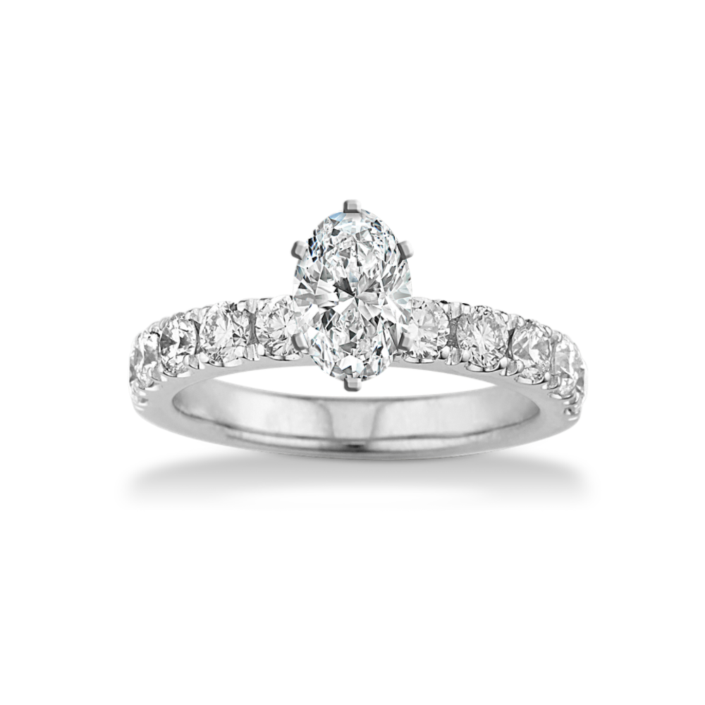 Classic Round Natural Diamond Engagement Ring with Pave-Setting