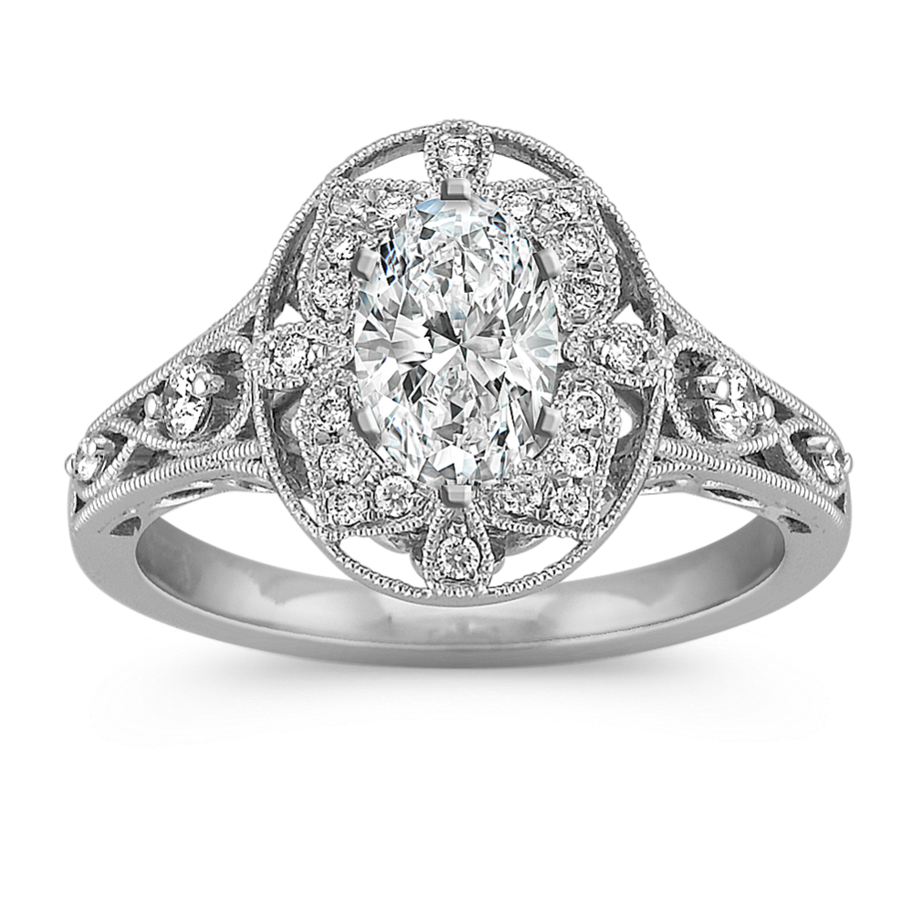 Vintage round halo engagement rings hotsell
