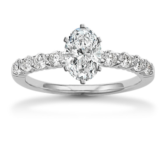 Eve Classic Round Diamond Engagement Ring with Oval Diamond