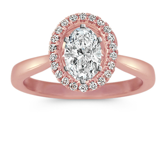 Oval Halo Diamond Engagement Ring 14k Rose Gold