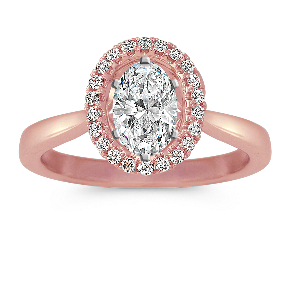 Oval Halo Diamond Engagement Ring 14k Rose Gold