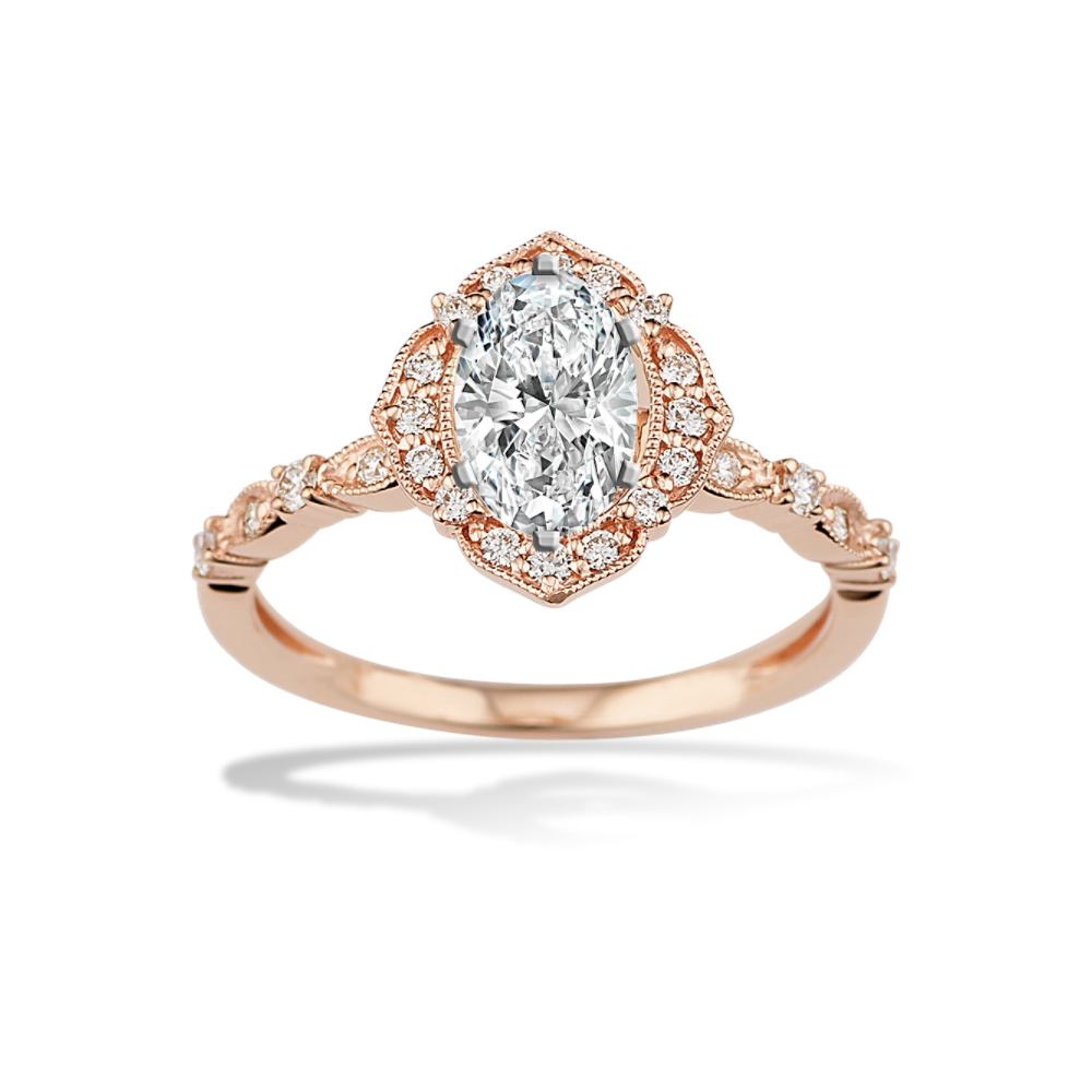 0.9 ct. Natural Diamond Engagement Ring in Rose Gold