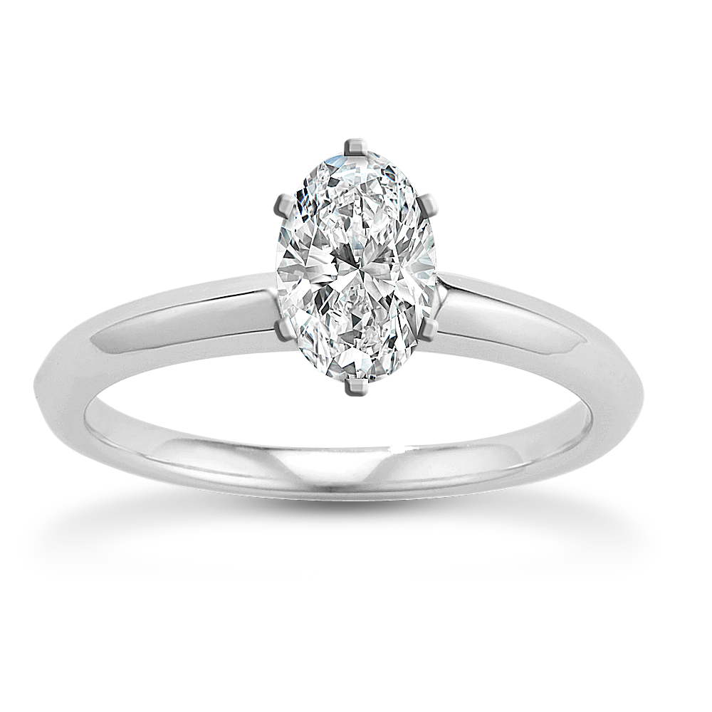 Knife Edge Solitaire Ring in 14K White Gold Shane Co