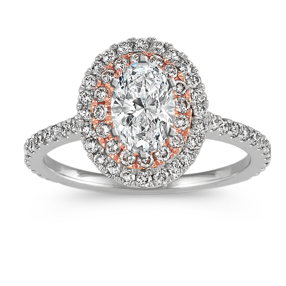 Oval ring with double halo discount