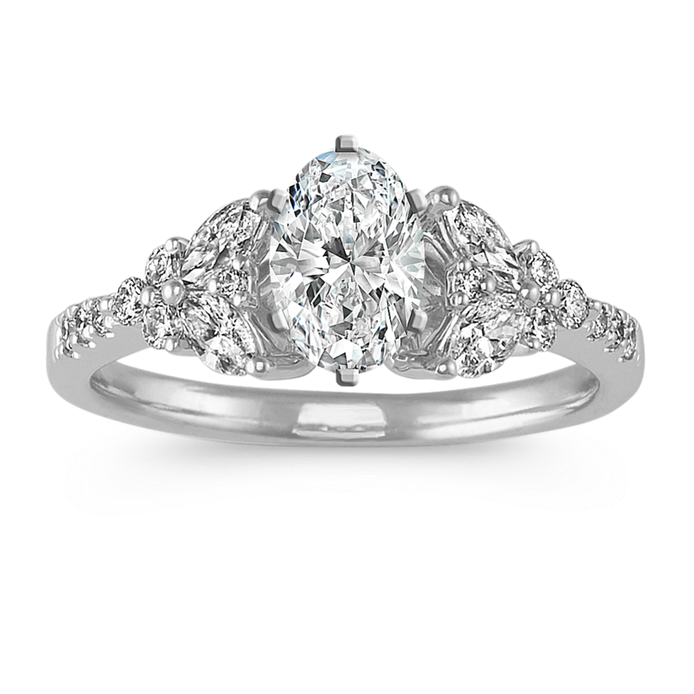 0.9 ct. Natural Diamond Engagement Ring in White Gold 