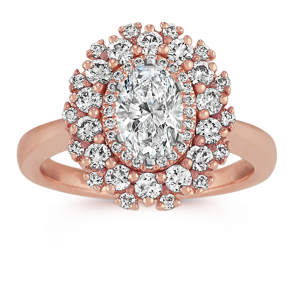Diamond Oval Halo Engagement Ring in 14k Rose Gold