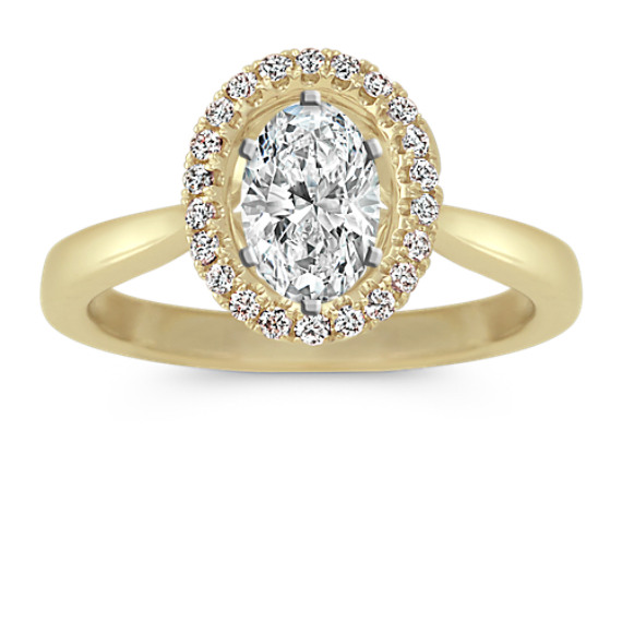 Diamond Halo Engagement Ring in 14k Yellow Gold