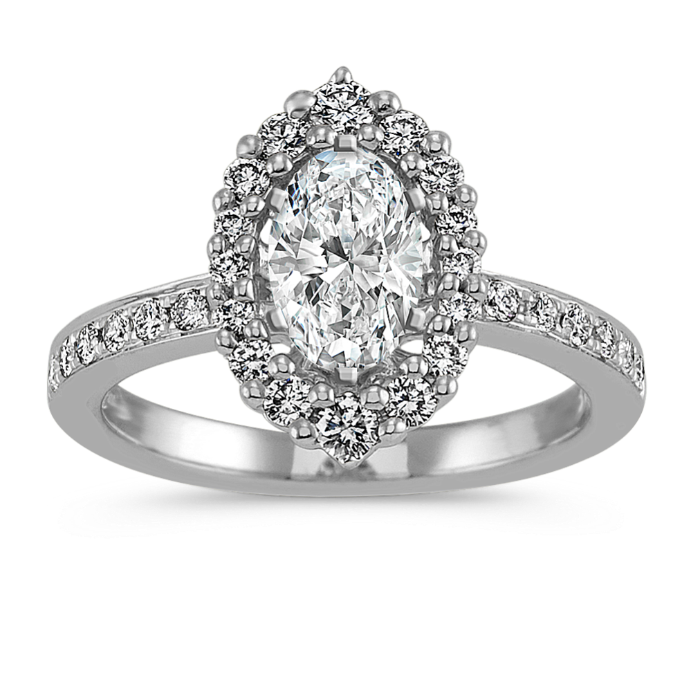 Diamond Halo Engagement Ring in Platinum