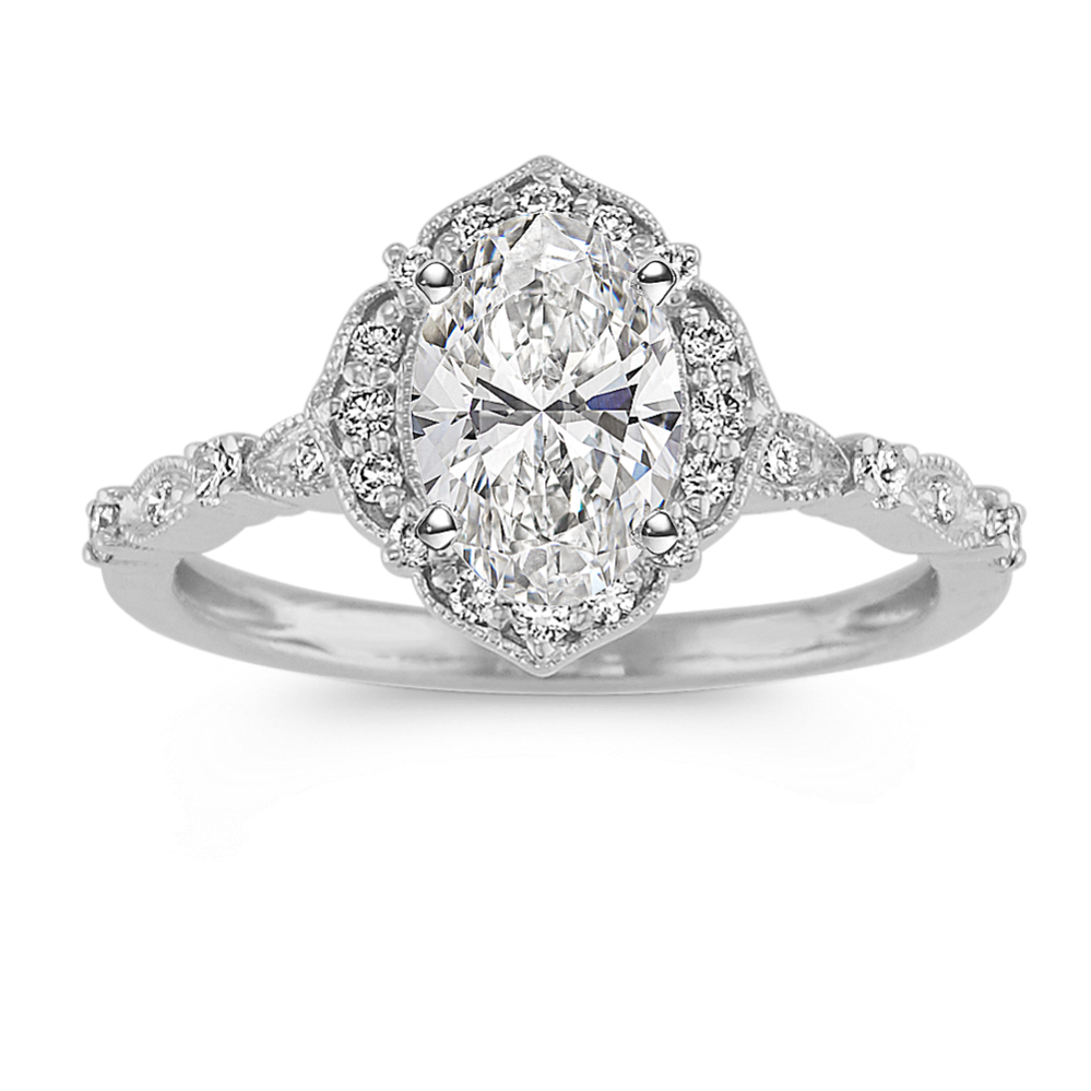 Vintage Halo Diamond Engagement Ring