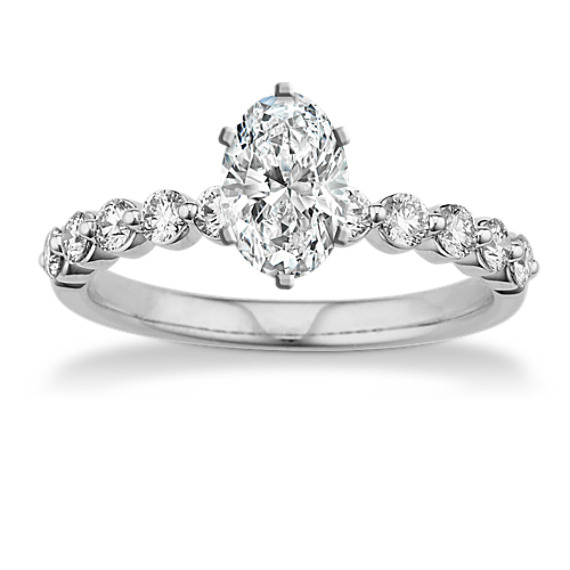 Round Diamond Engagement Ring in 14k White Gold