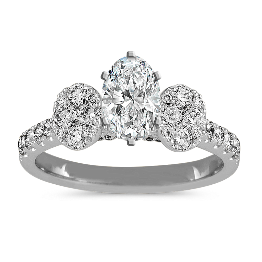 Diamond Cluster Engagement Ring in 14k White Gold