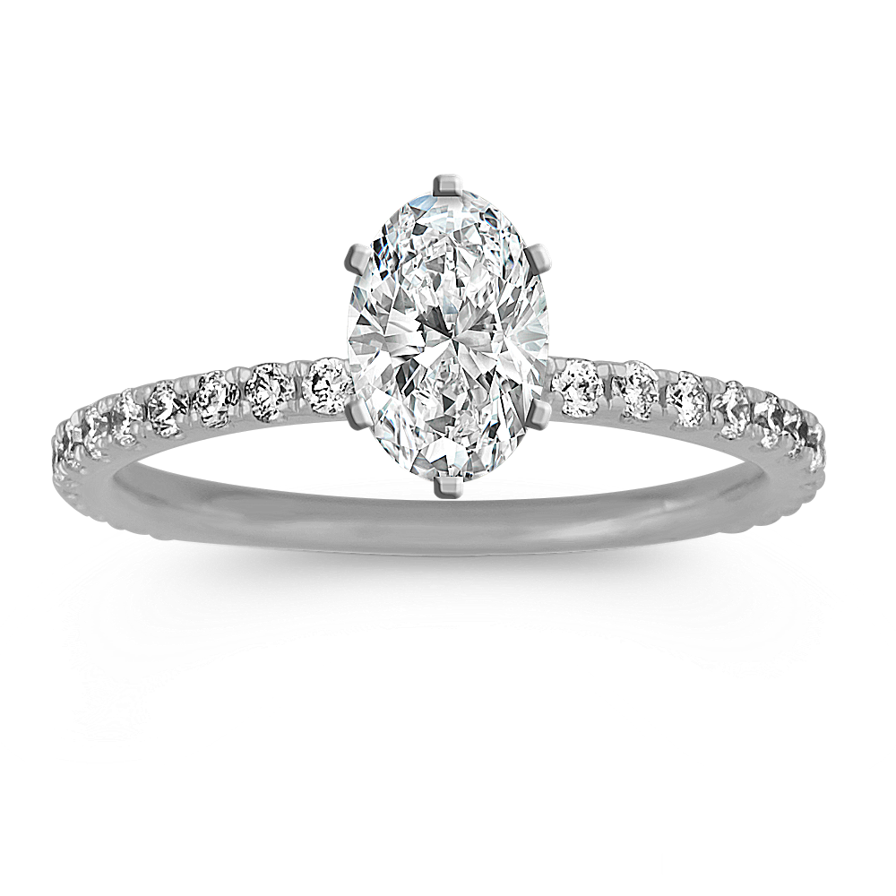 Pave-Set Diamond Engagement Ring in 14k White Gold (Sz 4)