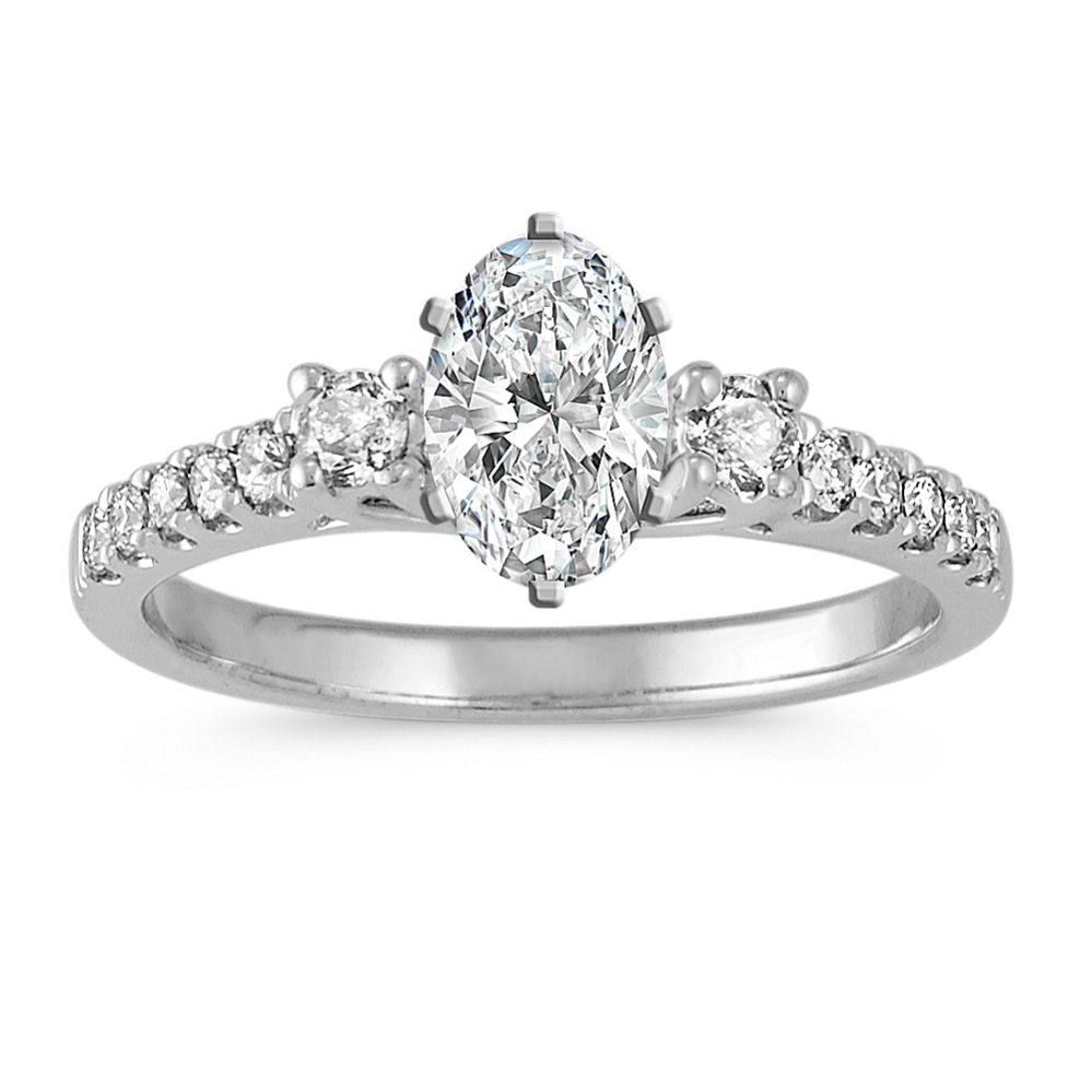 Pave Three-Stone Engagement Ring