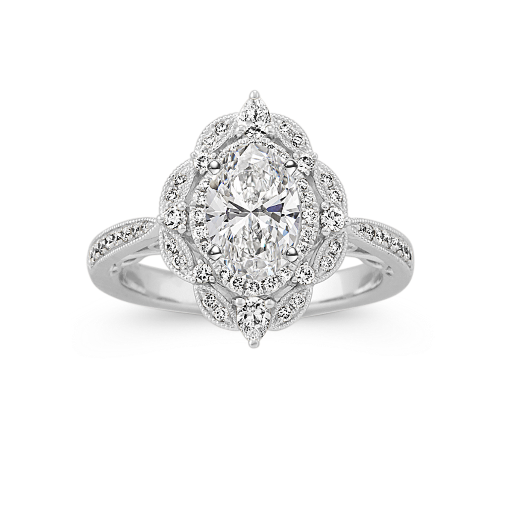 Diamond Vintage Halo Engagement Ring Shane Co.