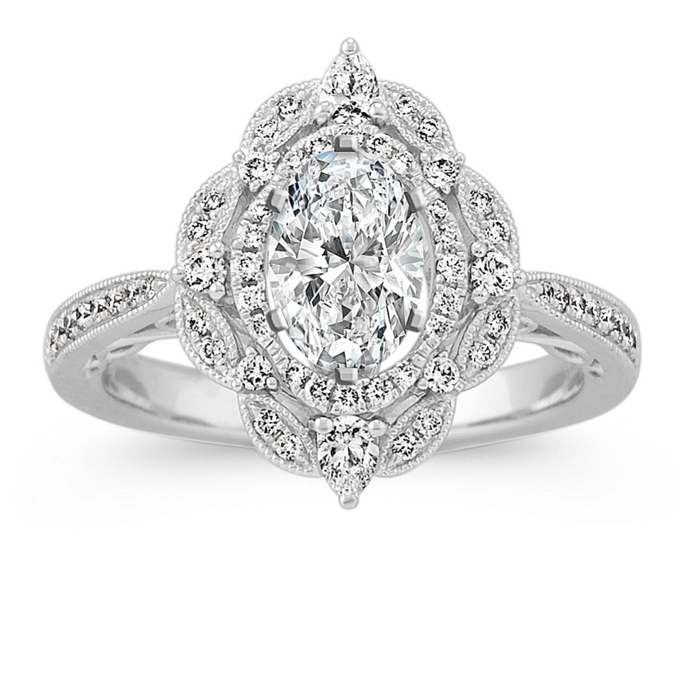 Diamond Vintage Halo Engagement Ring