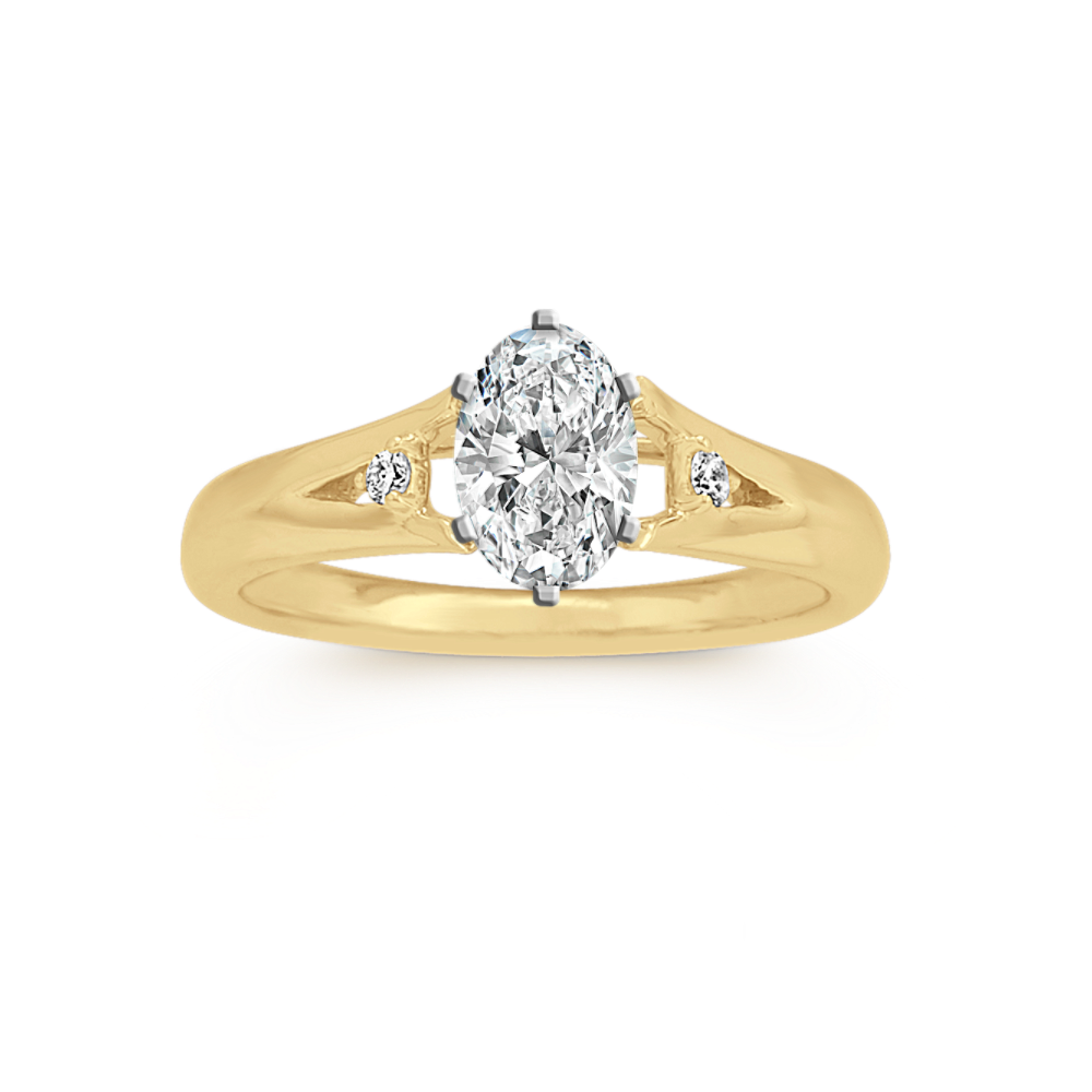Natural Diamond Cathedral Engagement Ring in 14k Yellow Gold