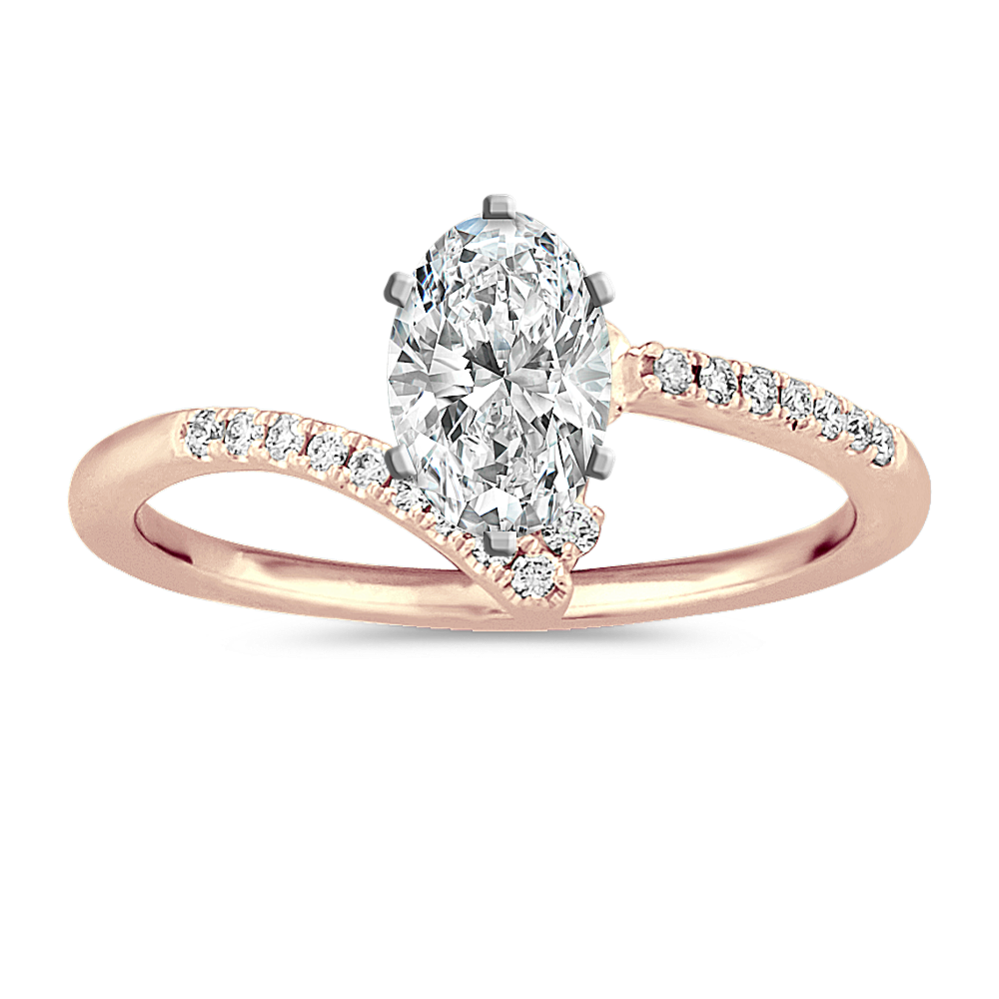 Swirl Diamond Ring in 14k Rose Gold