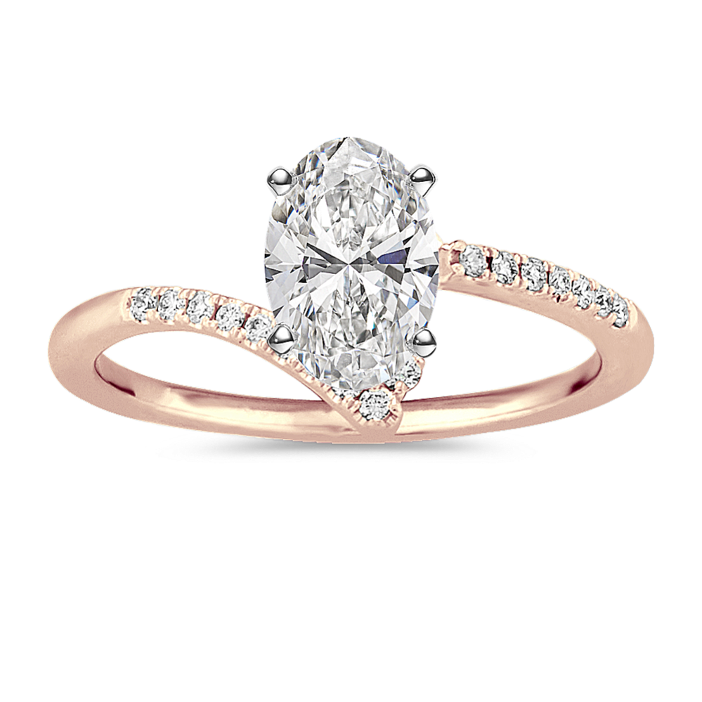 Swirl Diamond Ring in 14k Rose Gold
