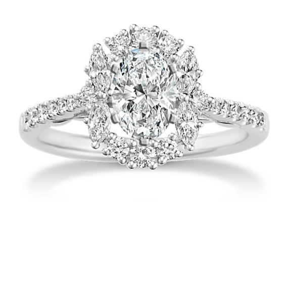 Stella Diamond Halo Engagement Ring with Oval Diamond